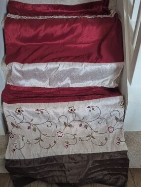 Bohemium Style Shower Curtain Burgundy Cream 70x72